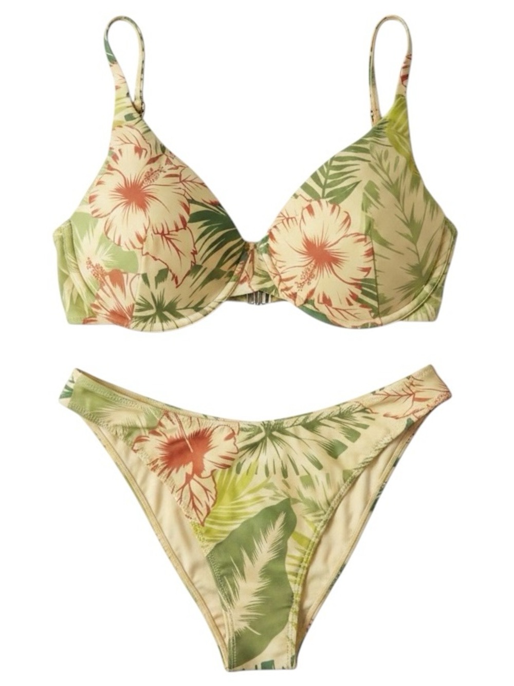 Kenny Flowers Watercolors Tropical Hibiscus Underwire Top DD Cheeky Bottom S NWT